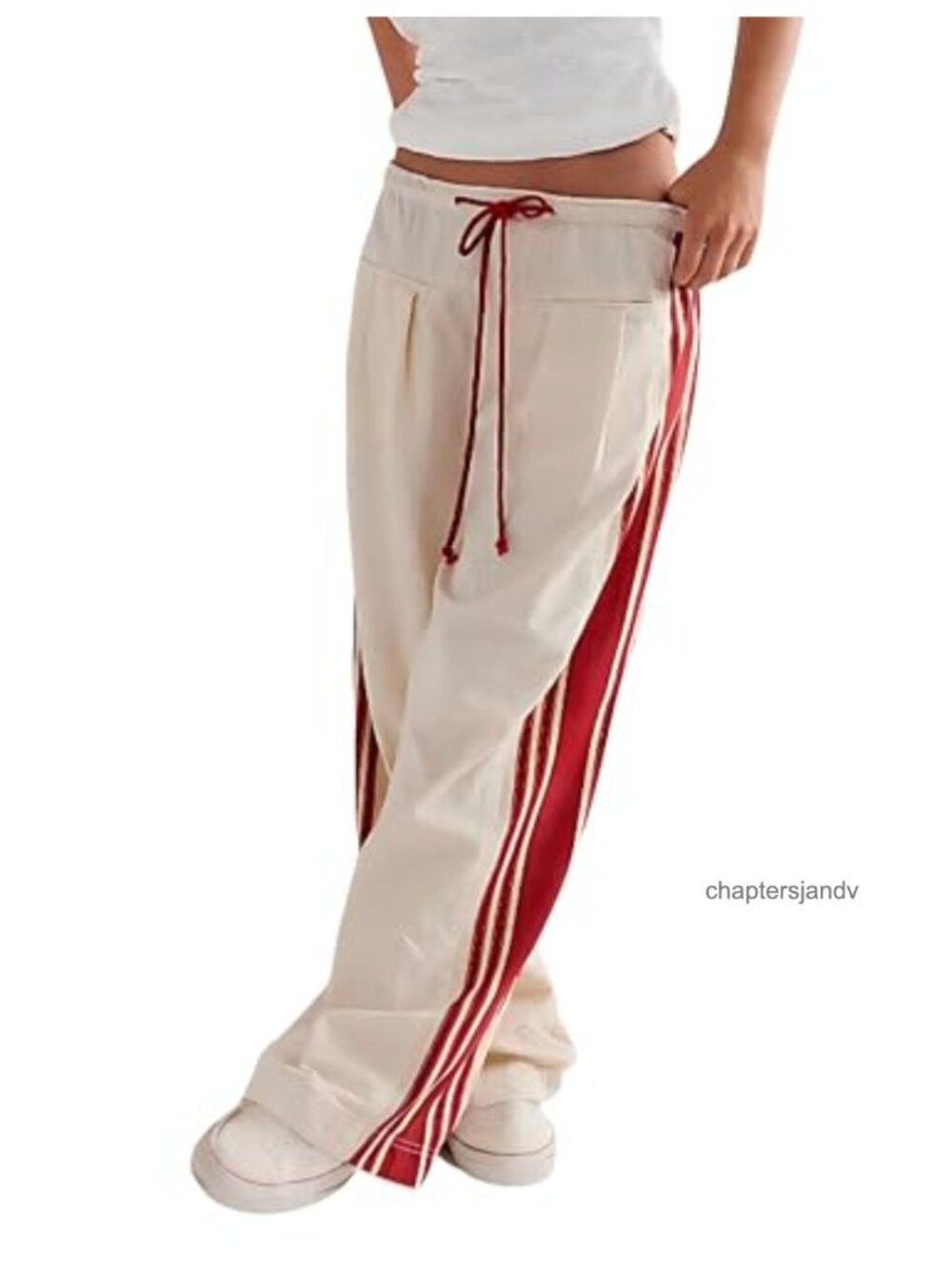 Wide Leg Palazzo Pants High Rise Drawstring Striped Loose Fit